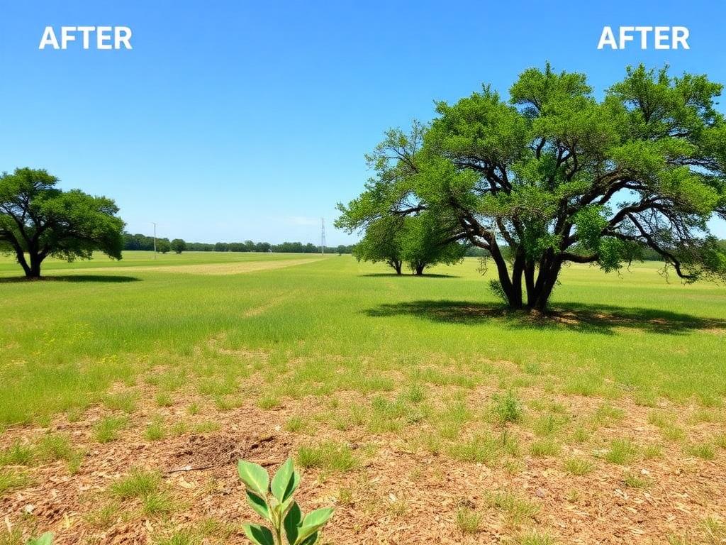Cleared Texas pasture after forestry mulching